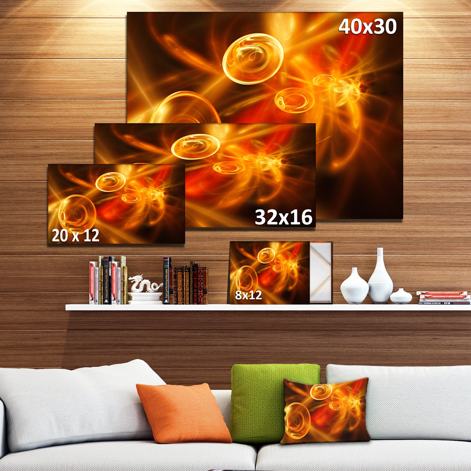 Yellow Fractal Desktop Wallpaper - Abstract Digital Art Canvas Print