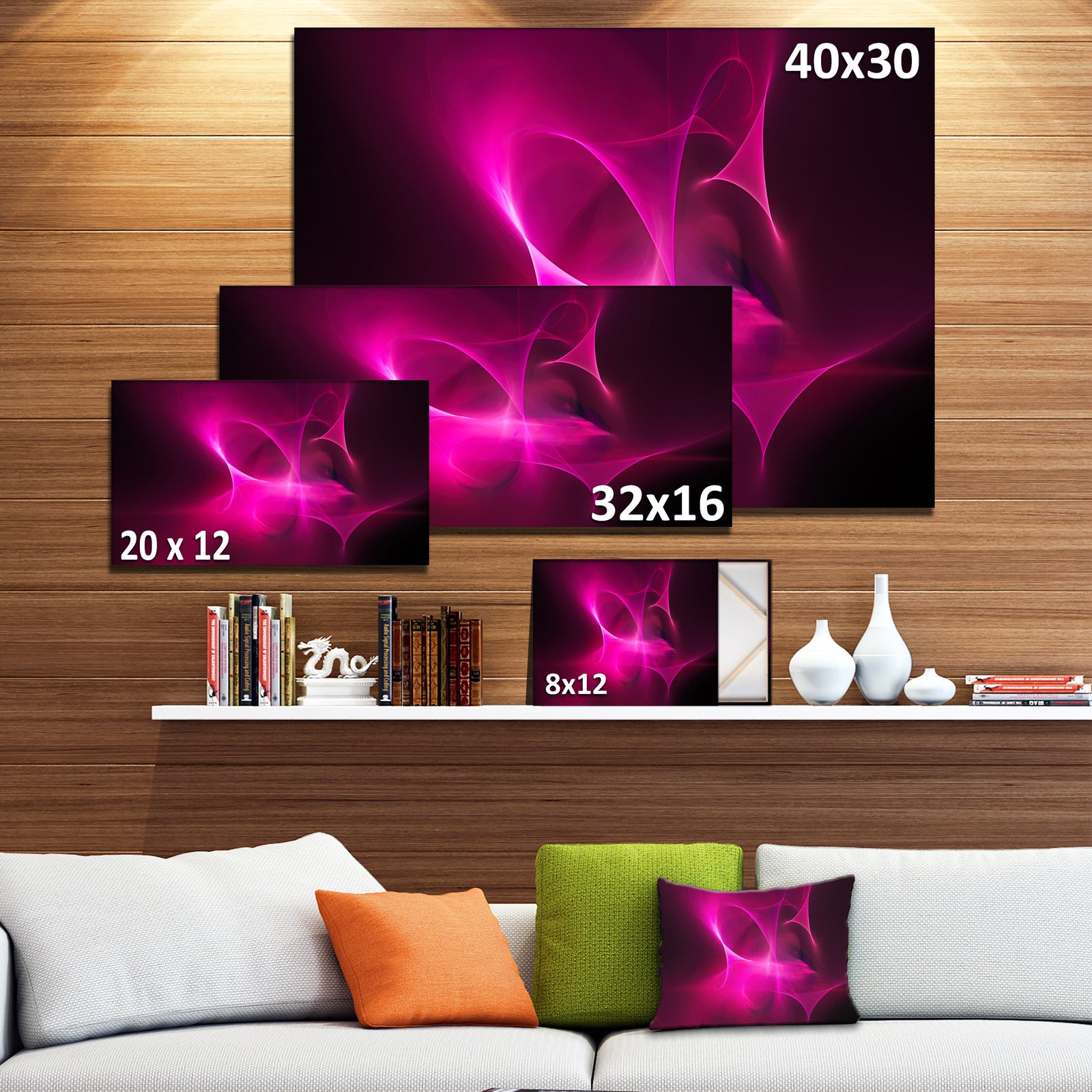 Magenta Fractal Desktop Wallpaper - Abstract Digital Art Canvas Print