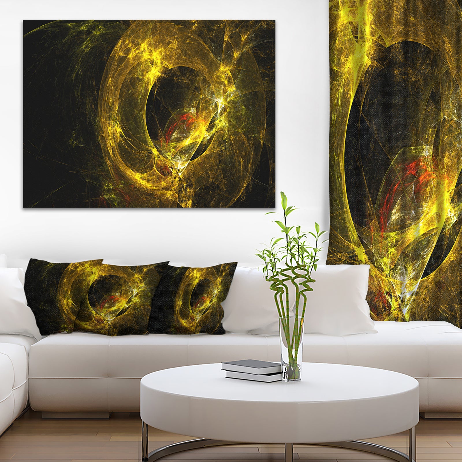 Far Spherical Galaxy Golden - Abstract Digital Art Canvas Print