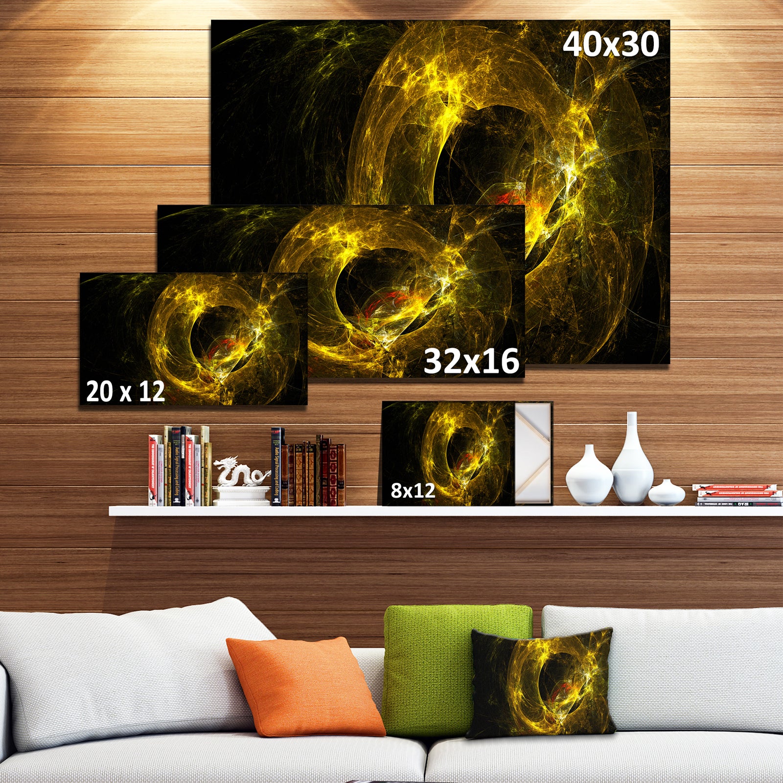 Far Spherical Galaxy Golden - Abstract Digital Art Canvas Print