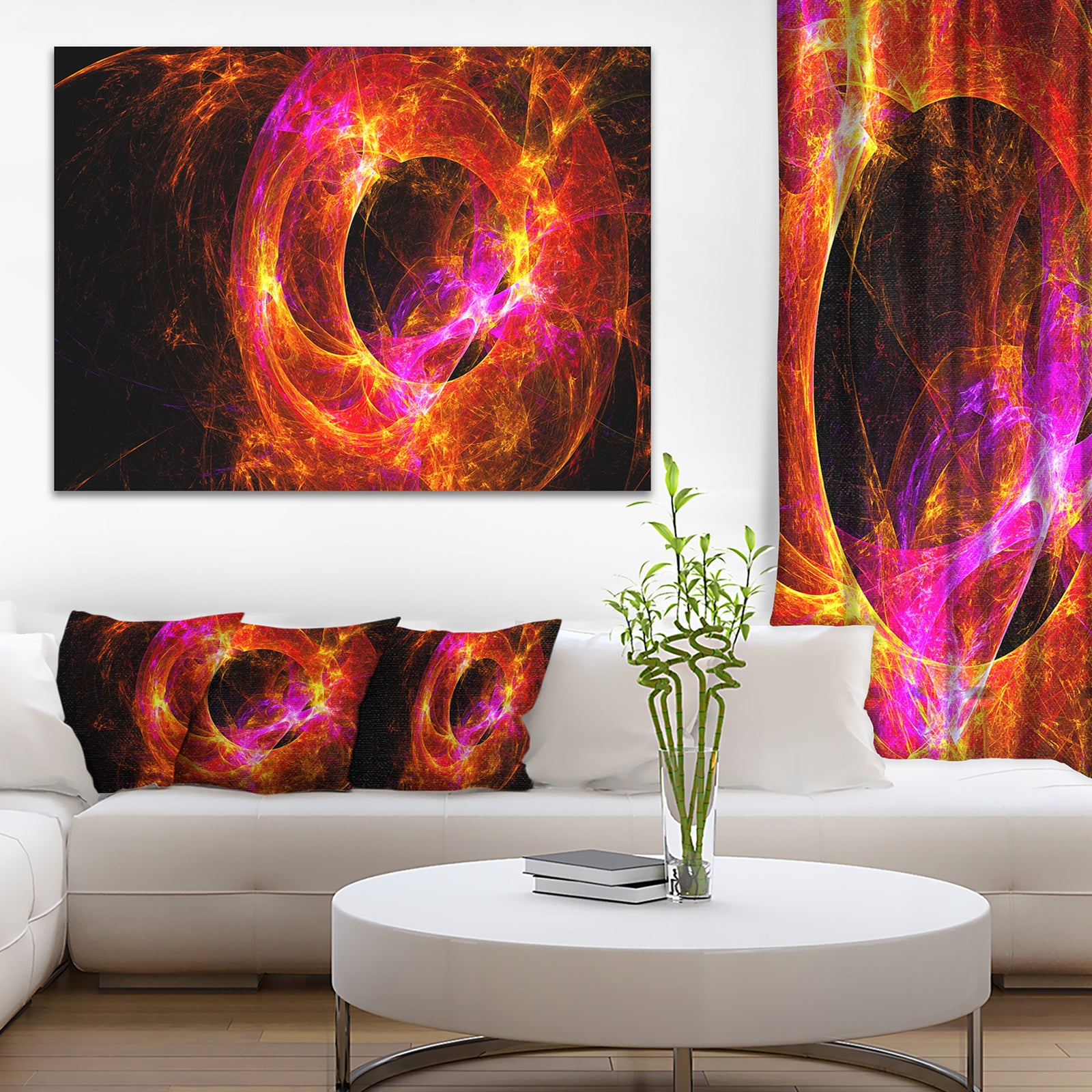 Far Spherical Galaxy Red - Abstract Digital Art Canvas Print