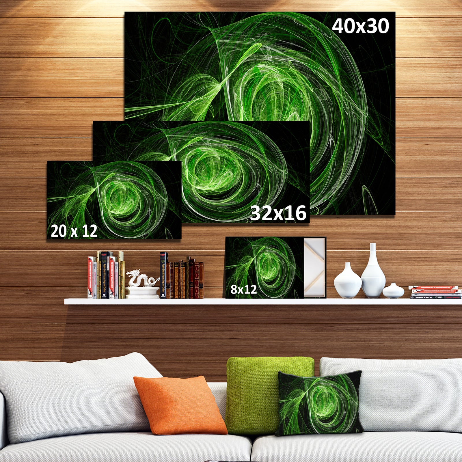 Green Ball of Yarn - Abstract Digital Art Canvas Print