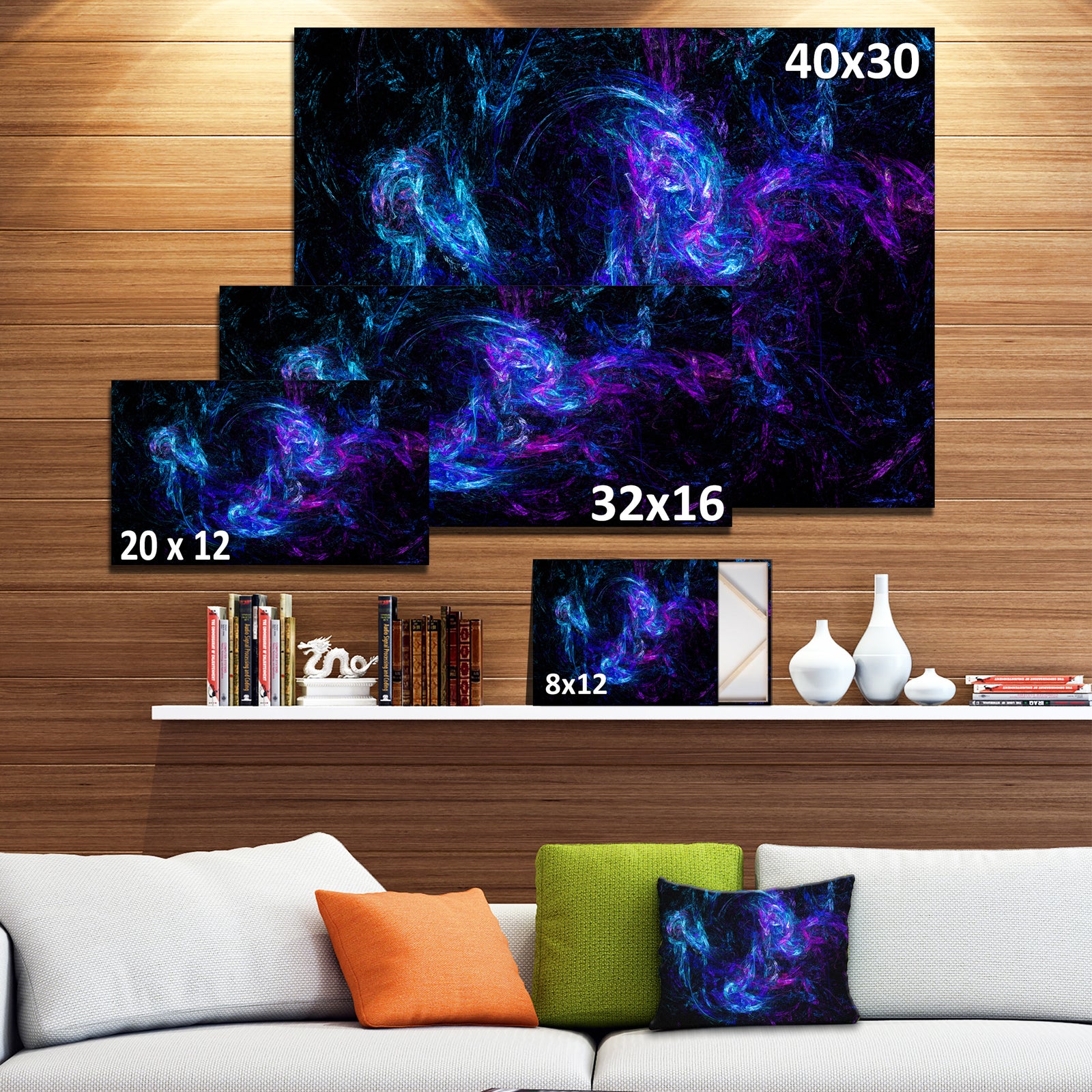 Blue Chaotic Strokes - Abstract Digital Art Canvas Print