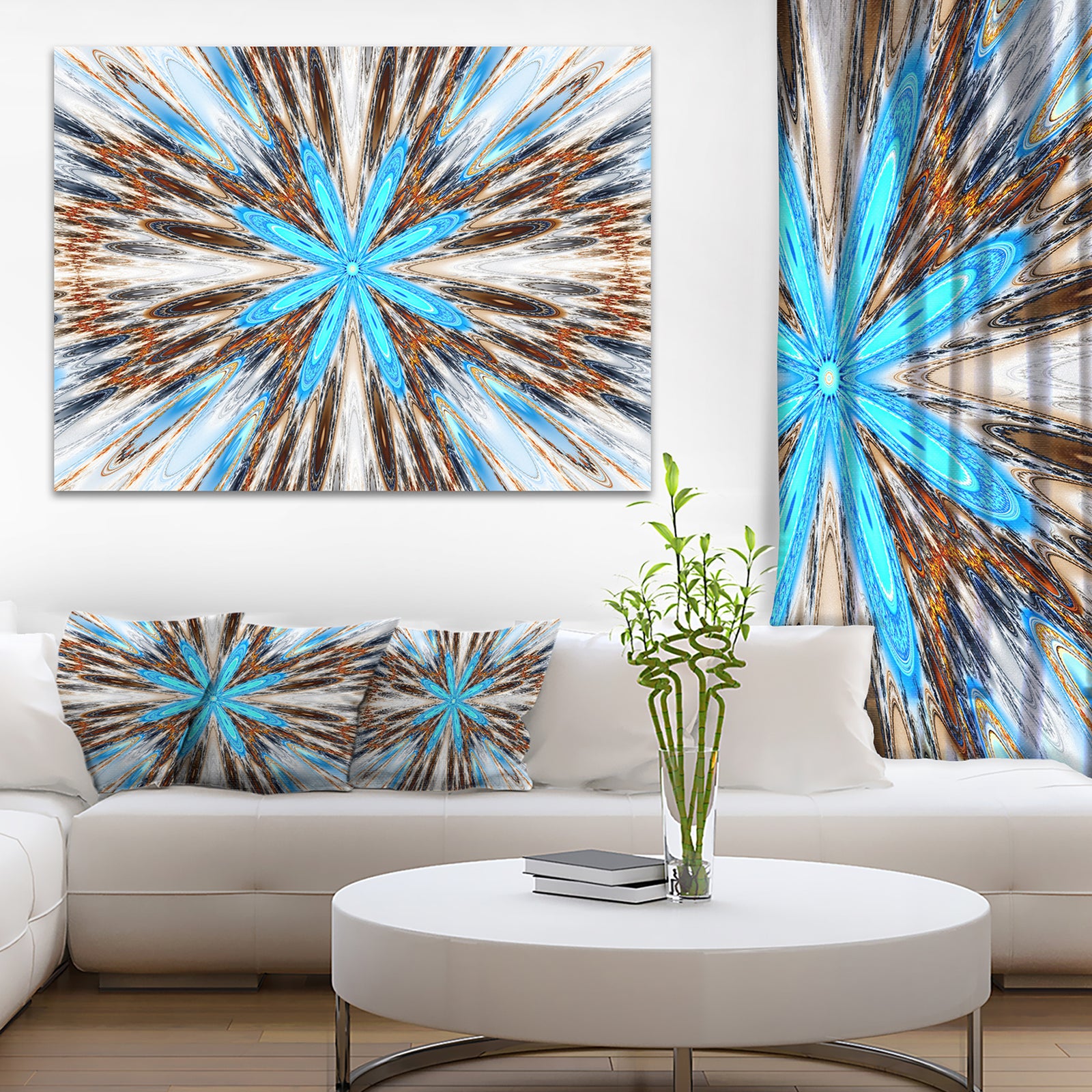 Flowers with Radiating Rays - Abstract Art Canvas Print