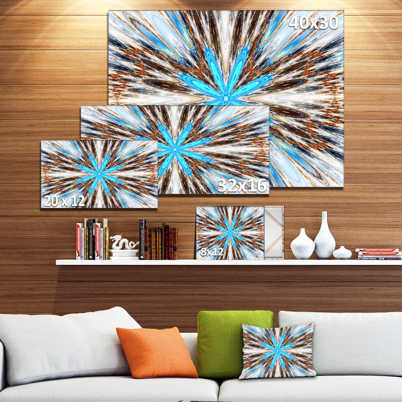 Flowers with Radiating Rays - Abstract Art Canvas Print