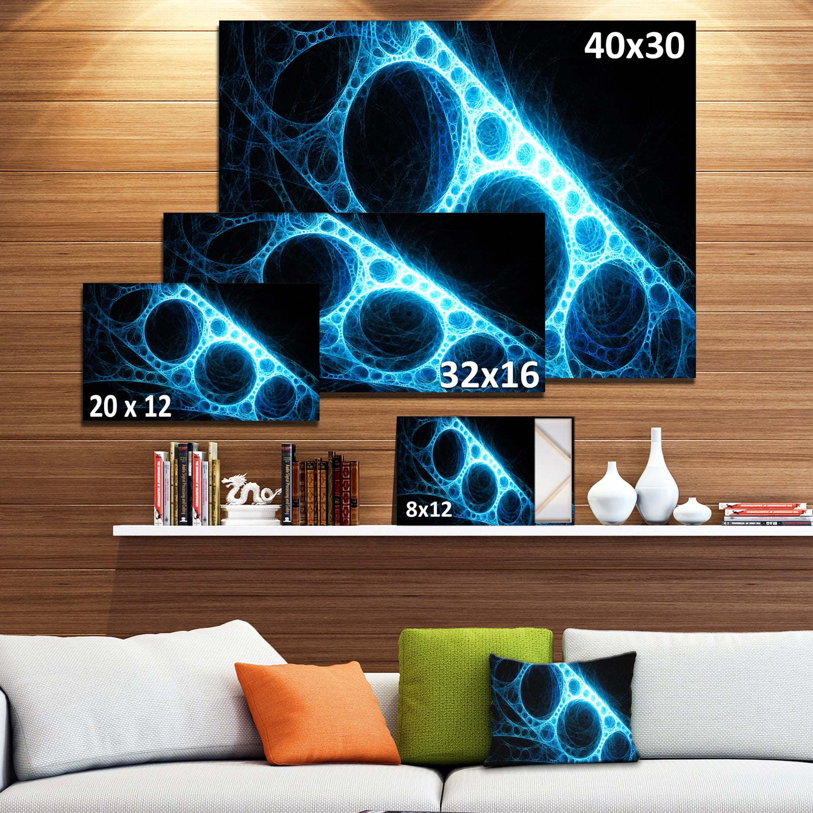 Blue Metal Construction in Black - Abstract Digital Art Canvas Print