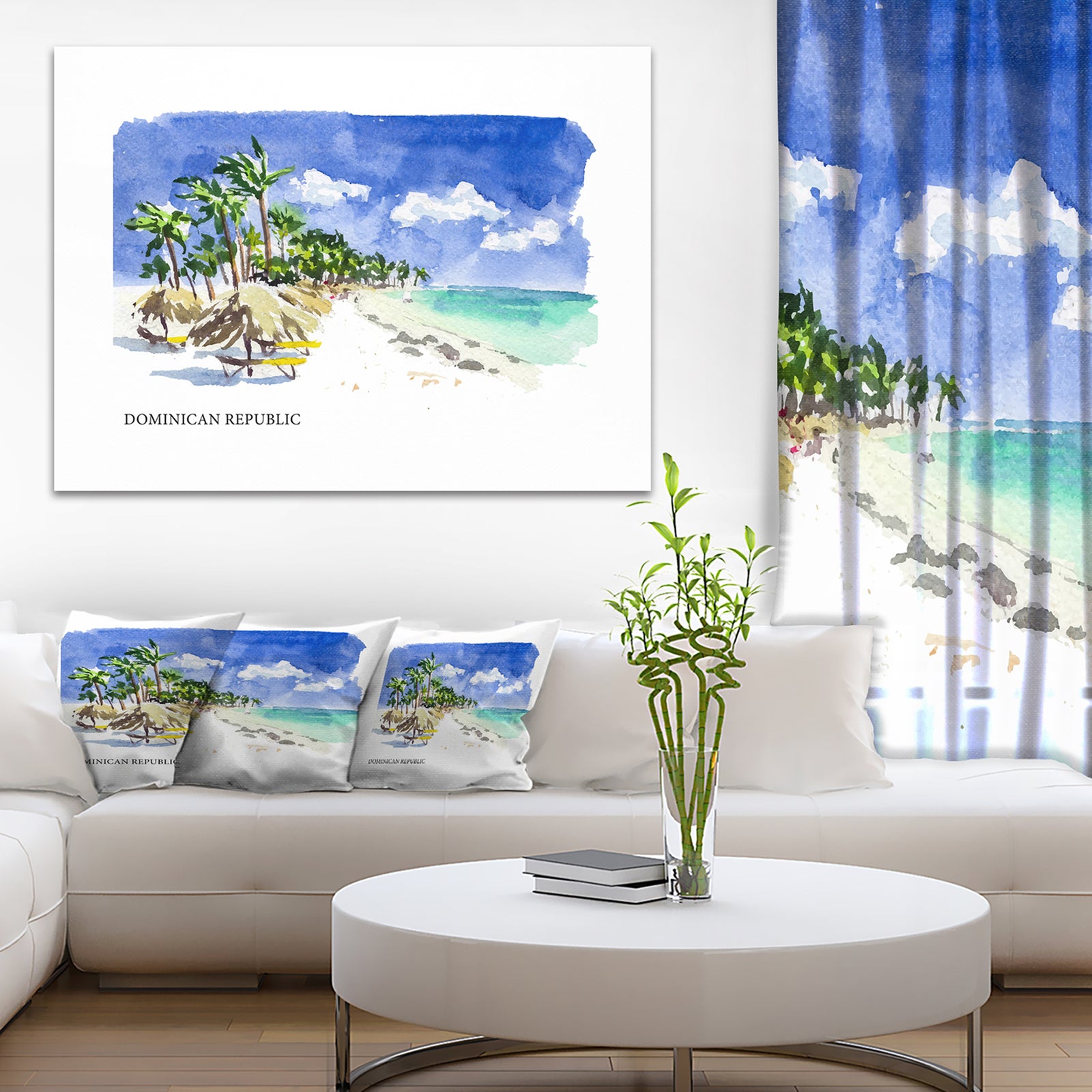 Dominican Republic Vector Illustration - Cityscape Painting Canvas Print