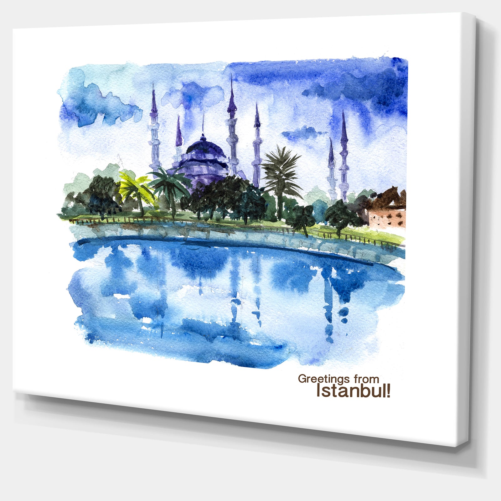 Istanbul Hand'drawn Illustration - Cityscape Painting Canvas Print