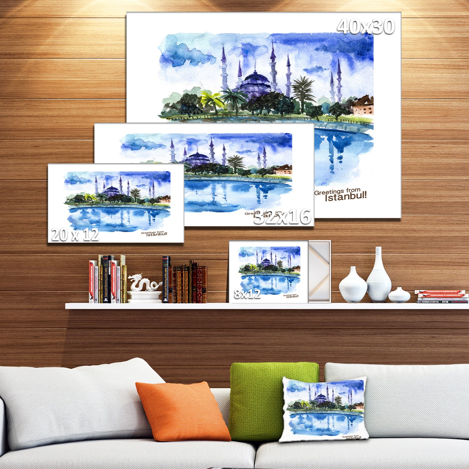 Istanbul Hand'drawn Illustration - Cityscape Painting Canvas Print