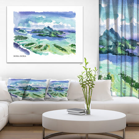 Bora Bora Vector Illustration - Cityscape Painting Canvas Print