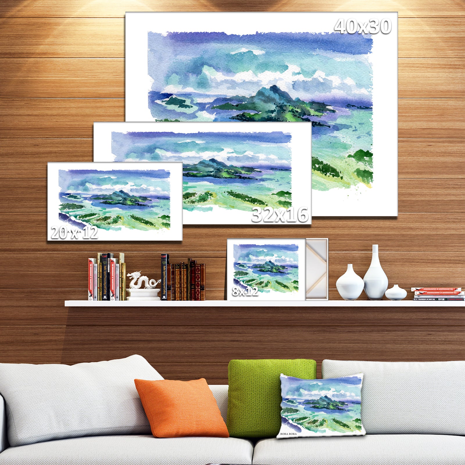Bora Bora Vector Illustration - Cityscape Painting Canvas Print