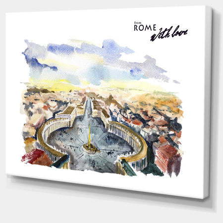 Rome Hand'drawn Illustration - Cityscape Painting Canvas Print