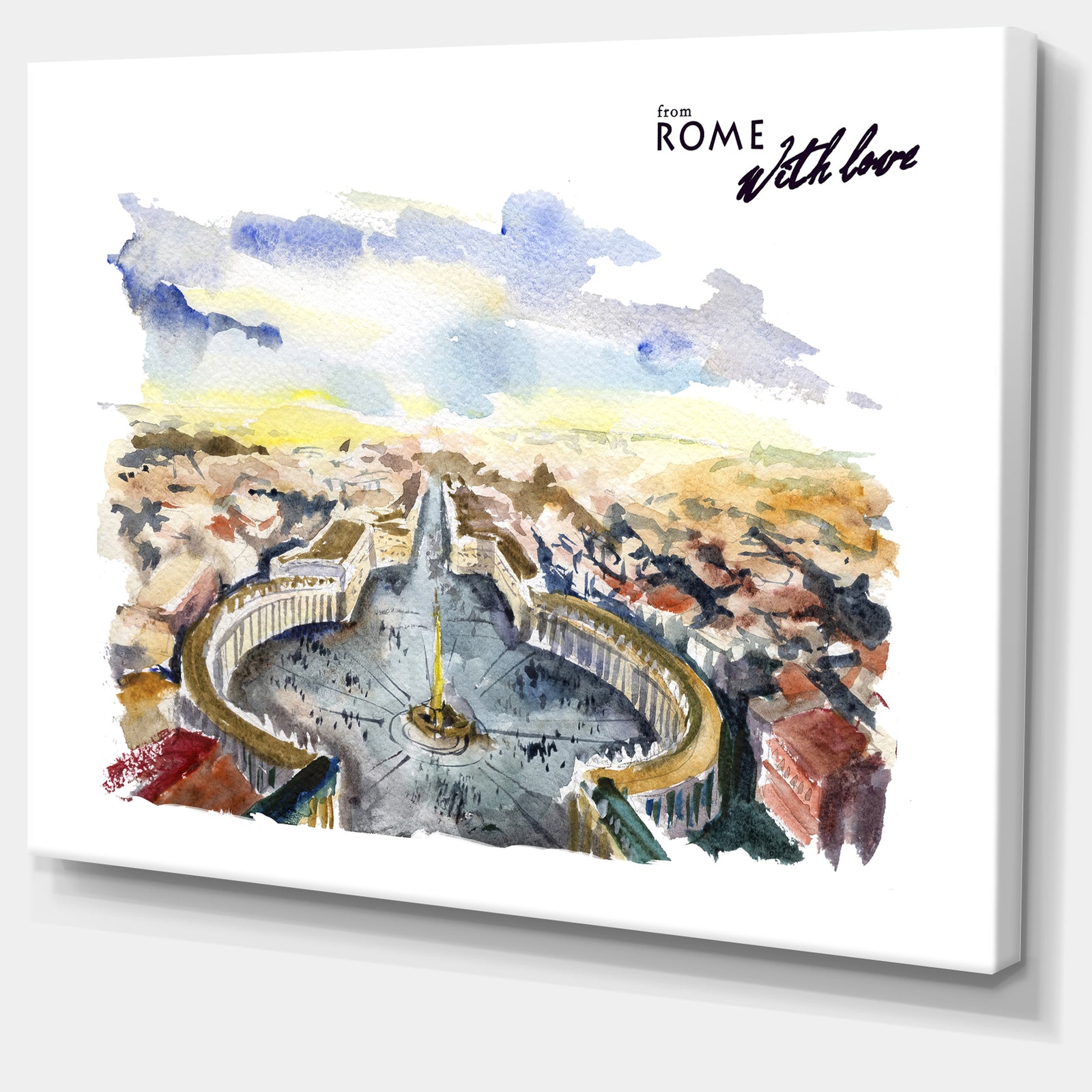 Rome Hand'drawn Illustration - Cityscape Painting Canvas Print