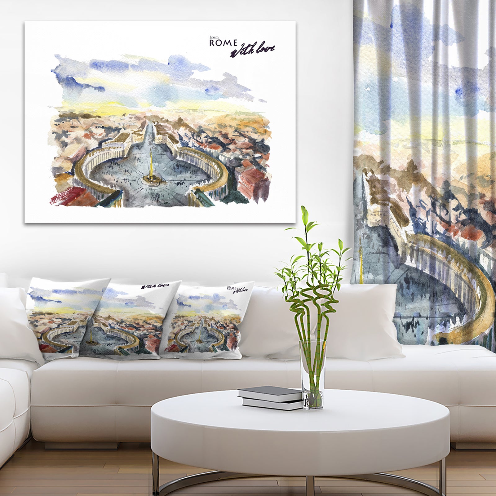 Rome Hand'drawn Illustration - Cityscape Painting Canvas Print