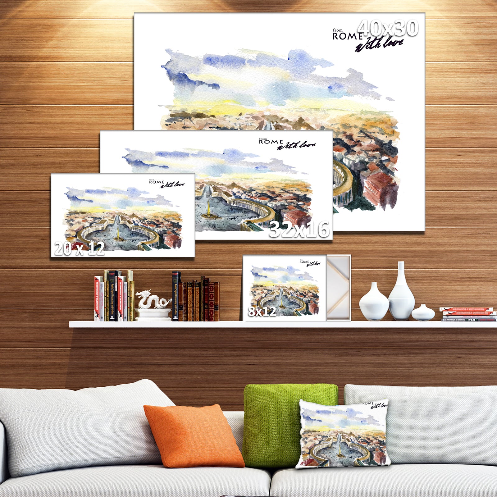 Rome Hand'drawn Illustration - Cityscape Painting Canvas Print
