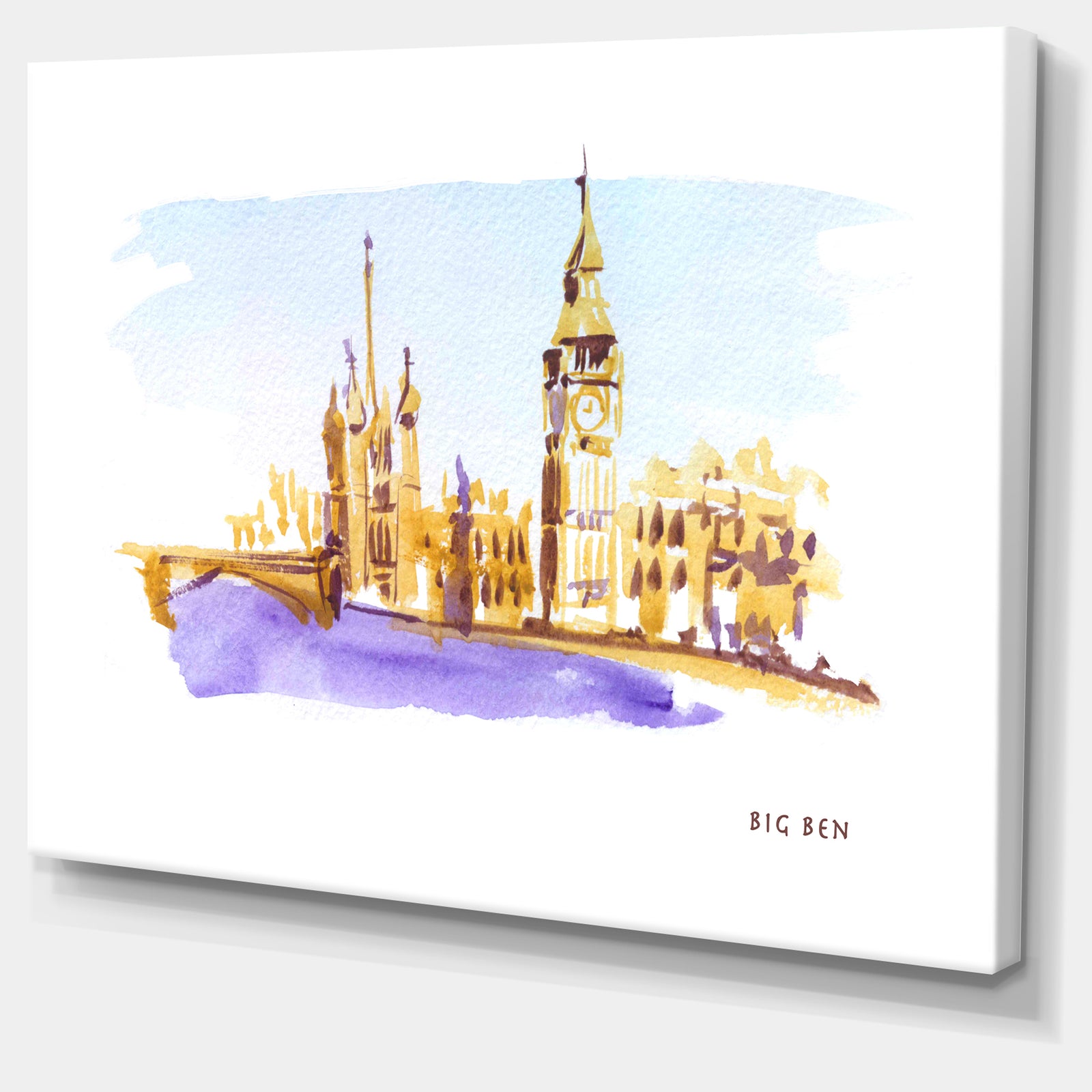 London Brown Illustration - Cityscape Painting Canvas Print
