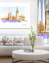 London Brown Illustration - Cityscape Painting Canvas Print