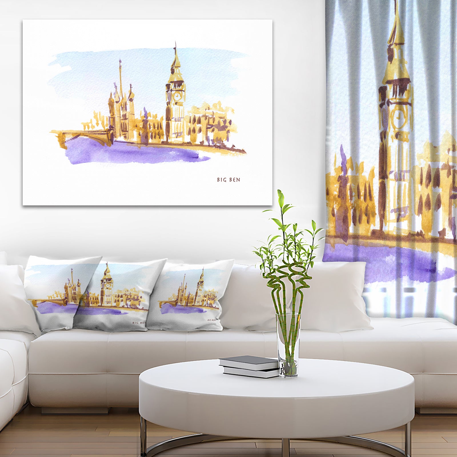 London Brown Illustration - Cityscape Painting Canvas Print