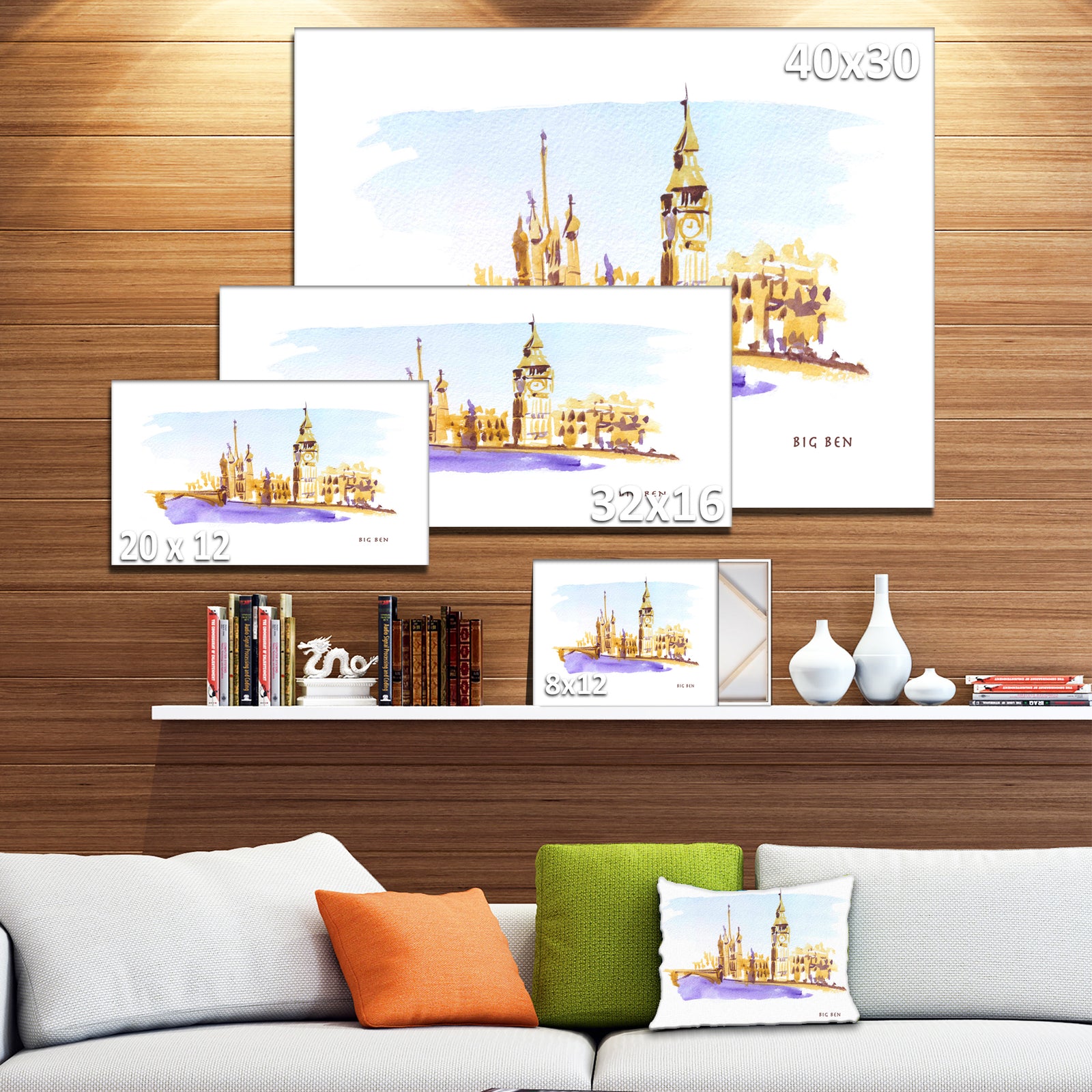 London Brown Illustration - Cityscape Painting Canvas Print
