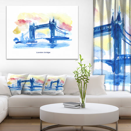 London Hand'drawn Illustration - Cityscape Painting Canvas Print