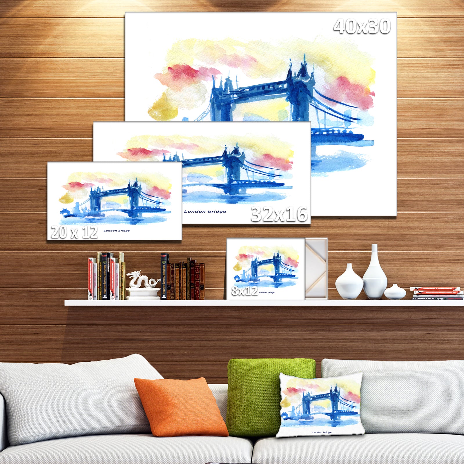 London Hand'drawn Illustration - Cityscape Painting Canvas Print