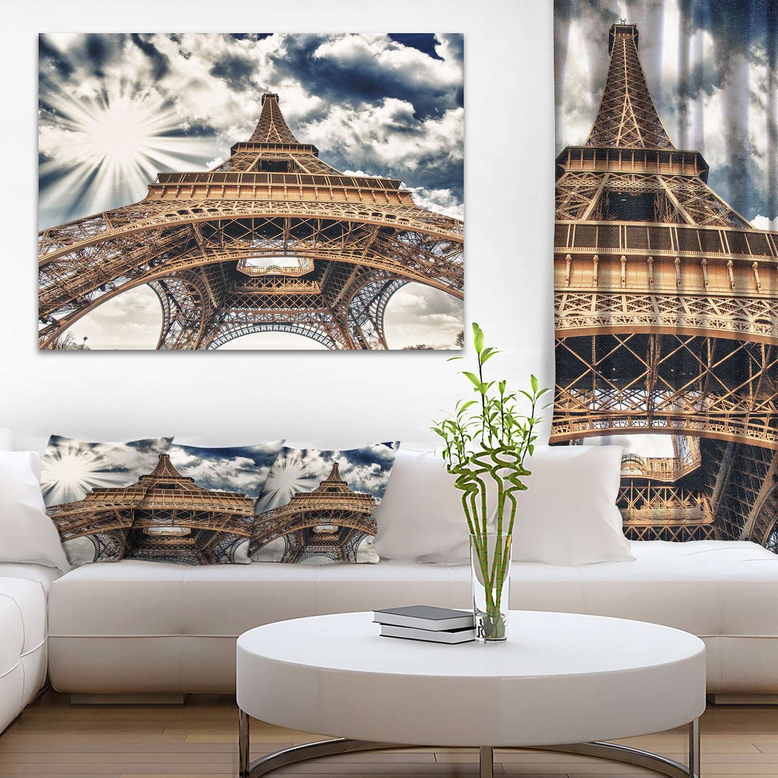 Fisheye View of Eiffel Tower - Cityscape Digital Art Canvas Print