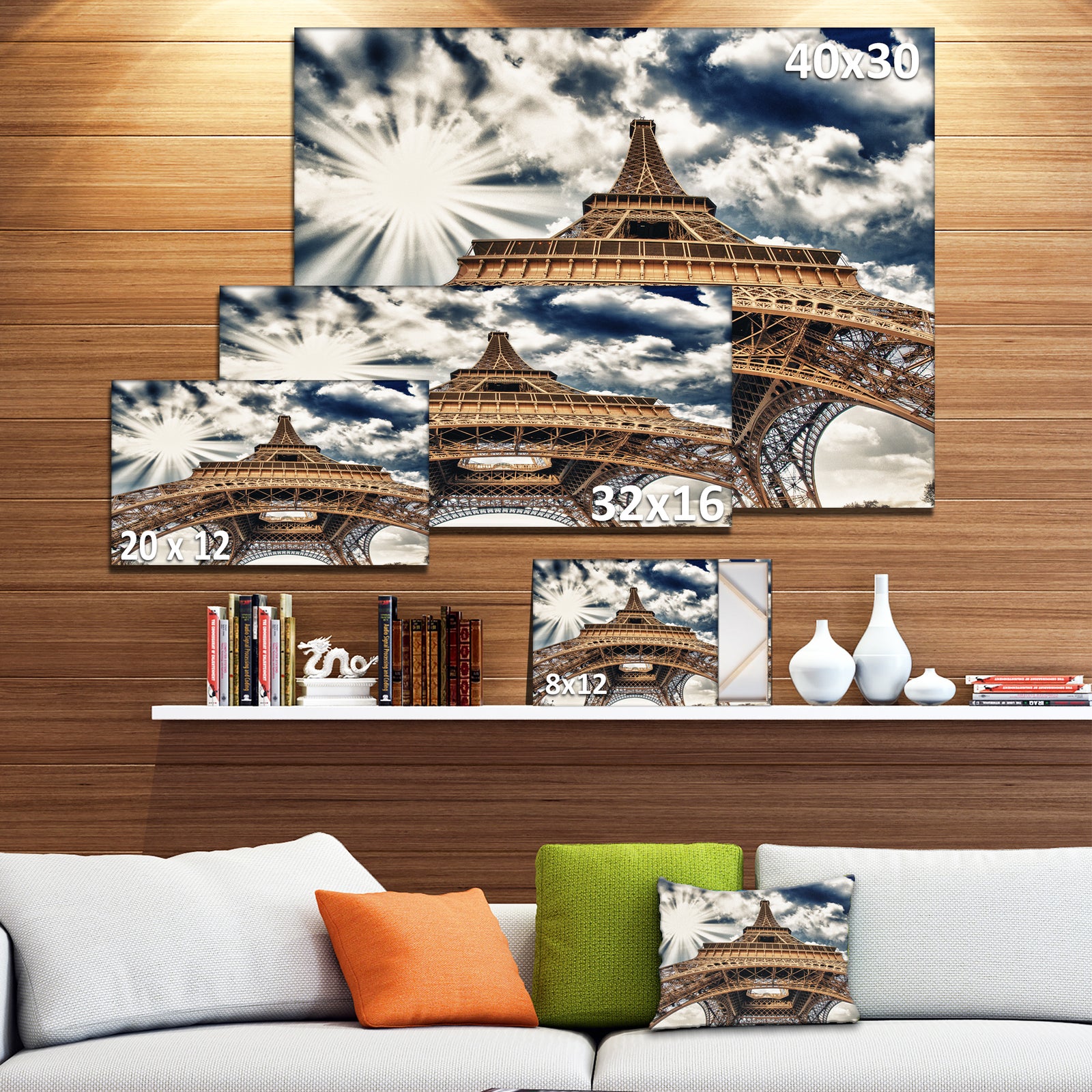 Fisheye View of Eiffel Tower - Cityscape Digital Art Canvas Print