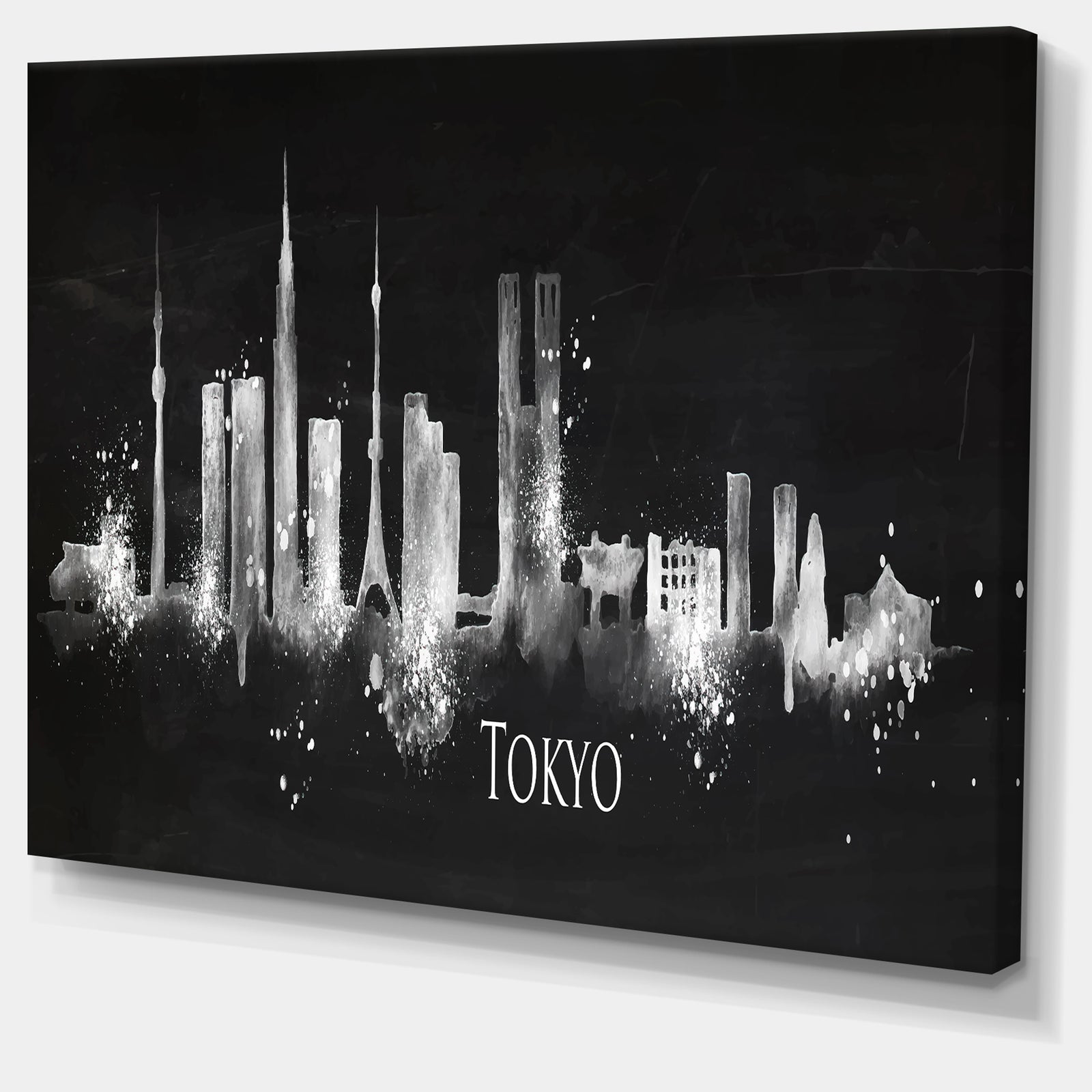 Silhouette Tokyo Black - Cityscape Painting Canvas Print