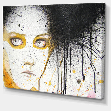 Beautiful Girl with Yellow Eyes - Portrait Digital Art Canvas Print