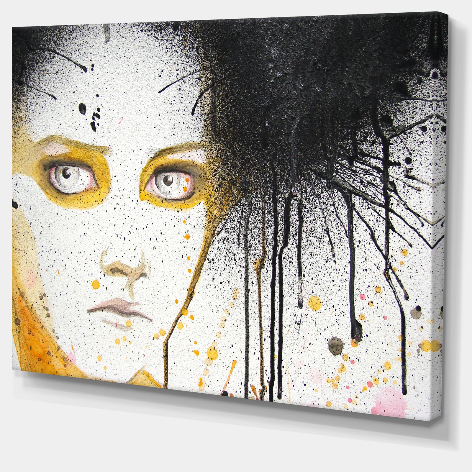 Beautiful Girl with Yellow Eyes - Portrait Digital Art Canvas Print