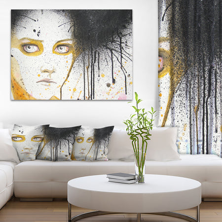 Beautiful Girl with Yellow Eyes - Portrait Digital Art Canvas Print
