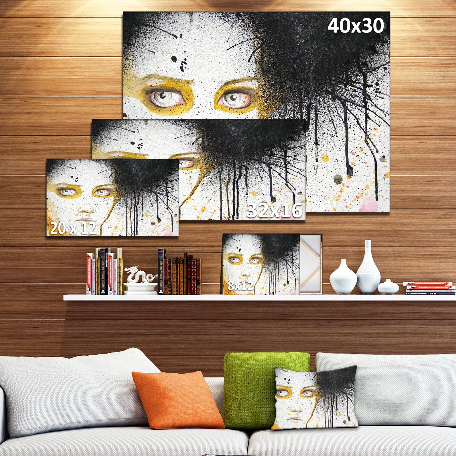 Beautiful Girl with Yellow Eyes - Portrait Digital Art Canvas Print