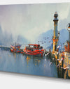 Fishing Boats in Harbor - Landscape Painting Canvas Print