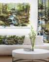 Stream in the Forest - Landscape Painting Canvas Print