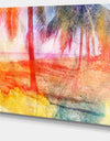 Red Retro Palm Trees - Landscape Painting Canvas Print