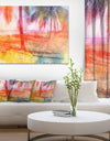 Red Retro Palm Trees - Landscape Painting Canvas Print