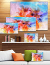 Colorful Retro Palm Trees - Landscape Painting Canvas Print