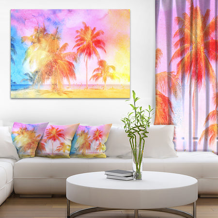 High'rise Retro Palm Trees - Landscape Painting Canvas Print
