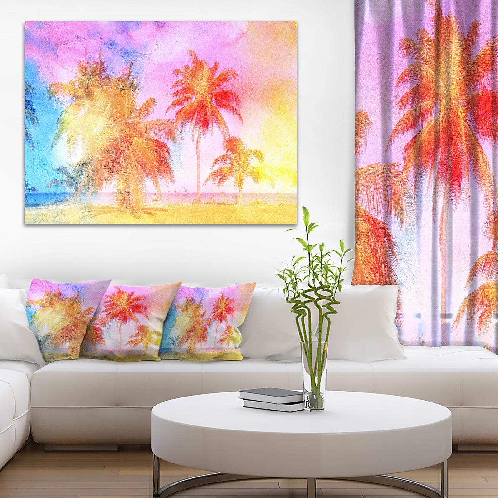 High'rise Retro Palm Trees - Landscape Painting Canvas Print