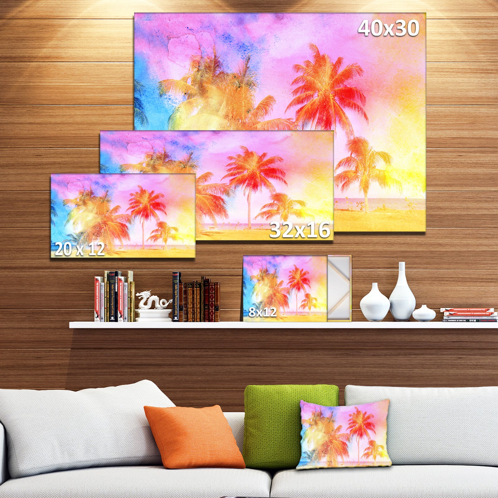 High'rise Retro Palm Trees - Landscape Painting Canvas Print