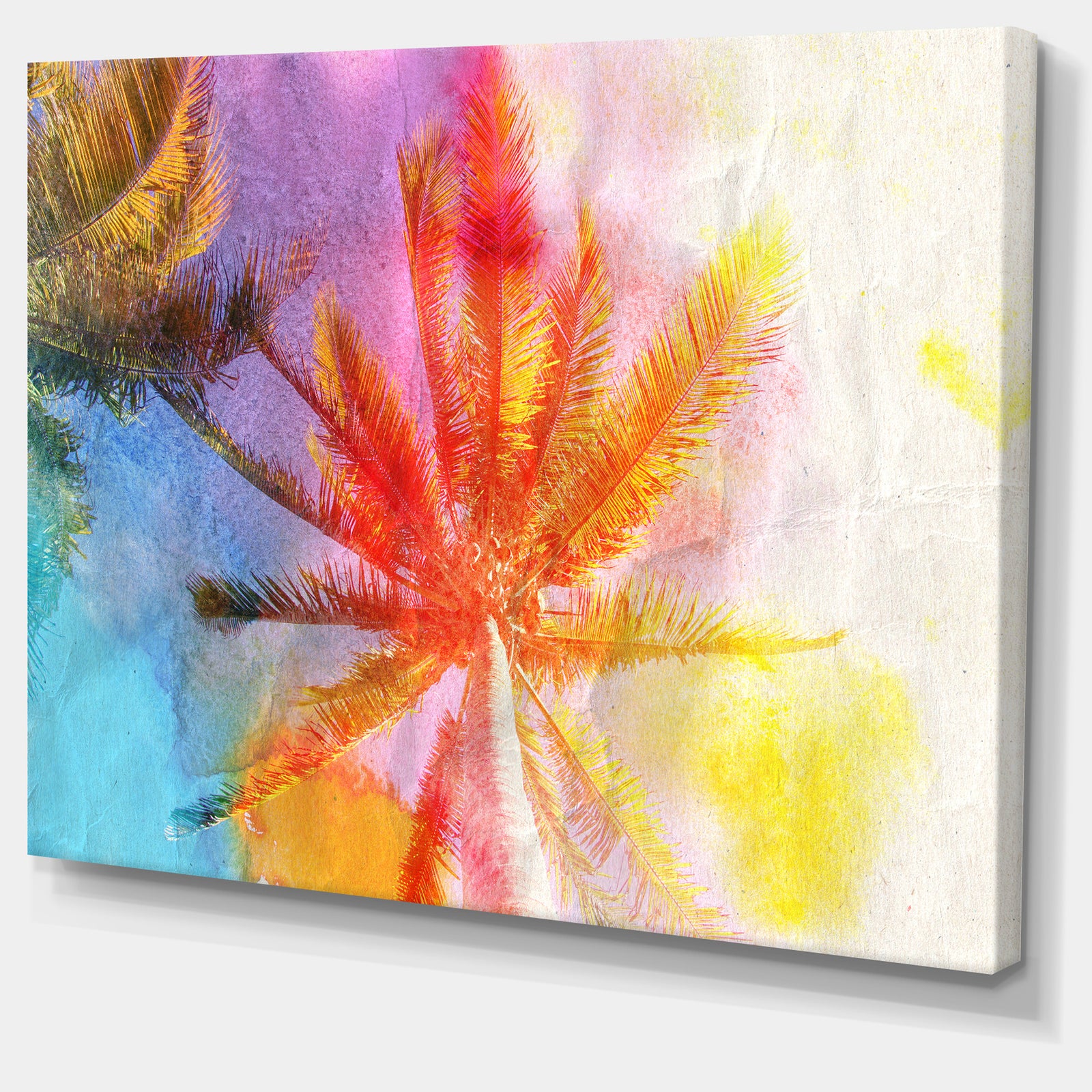 Reflective Retro Palm Trees - Landscape Painting Canvas Print