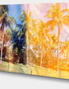 Retro Palms in Yellow Shade - Landscape Painting Canvas Print