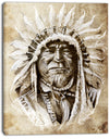 American Indian Head Tattoo Sketch - 16x32 Portrait Canvas Print