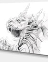 Dragon Tattoo Sketch - Digital Art Canvas Print