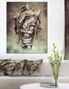 Fantasy Clown Joker Tattoo Sketch - 16x32 Digital Art Canvas Print