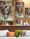 Fantasy Clown Joker Tattoo Sketch - 16x32 Digital Art Canvas Print