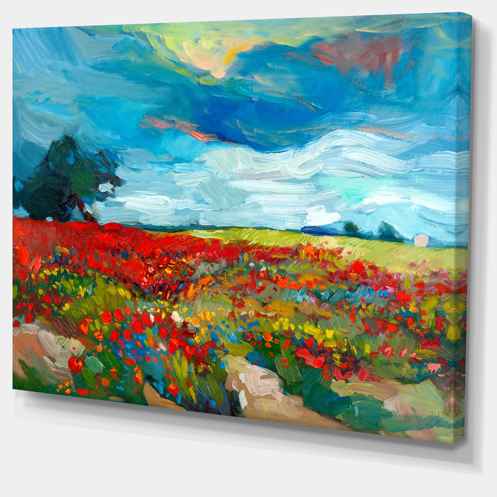Colorful Flower Fields - Landscape Painting Canvas Print