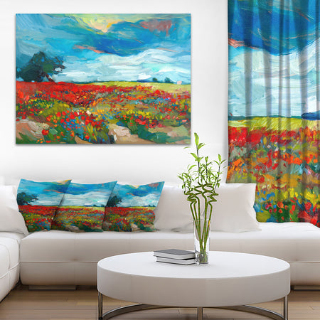 Colorful Flower Fields - Landscape Painting Canvas Print