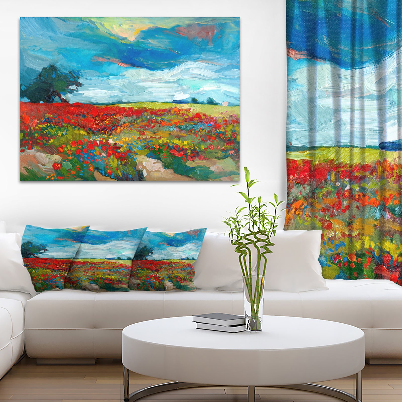 Colorful Flower Fields - Landscape Painting Canvas Print