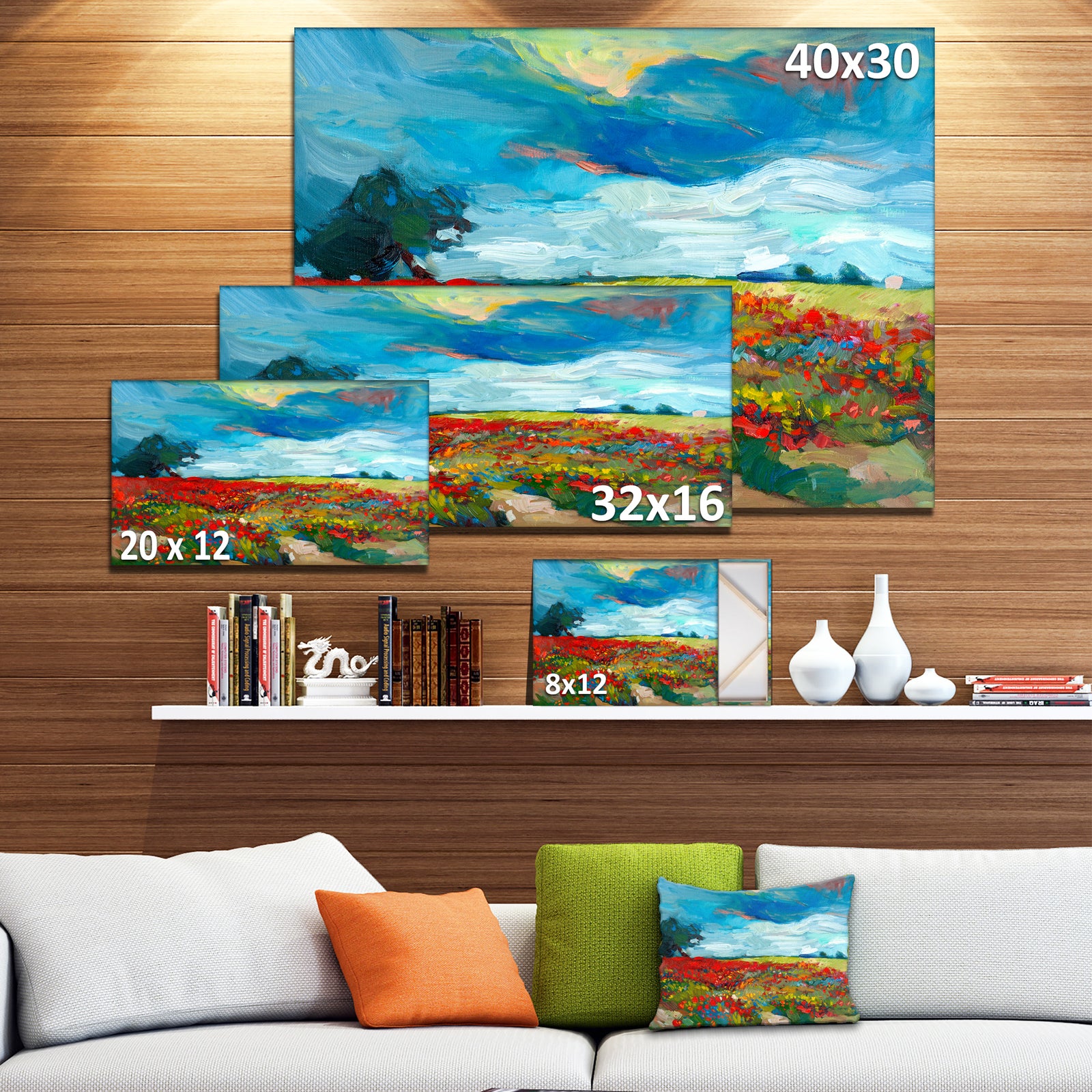 Colorful Flower Fields - Landscape Painting Canvas Print